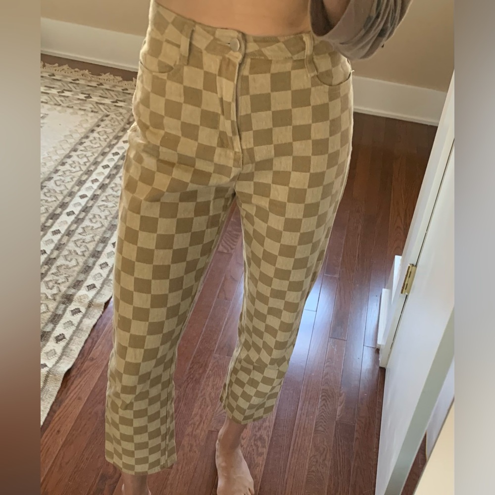 TAN Checked Jean